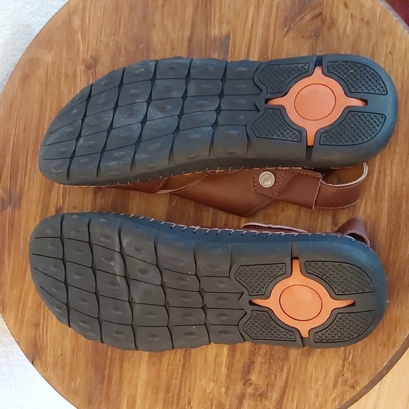 Men\'s Brown Leather Fisherman Sandal Shoes Adjustable Easy On /Off Sz.13 main image 9